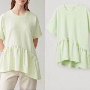 COS Asymmetric Gathered Cotton Top - Size M